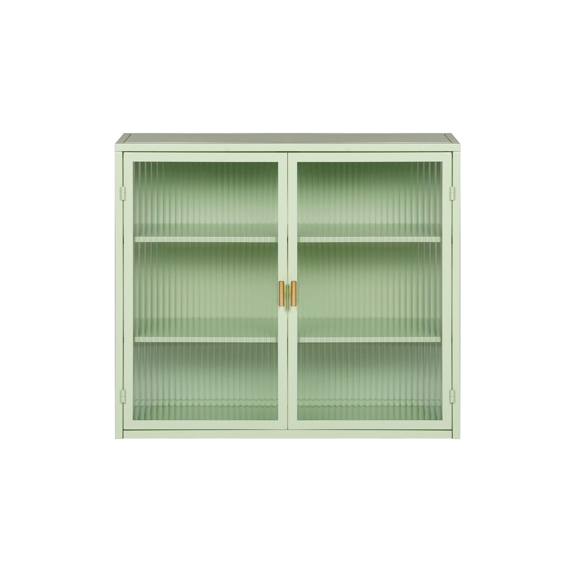 KÜCHENOBERSCHRANK 70 cm mit 2 Glastüren in Mintgrün–Metallrahmen und 3 Ebenen - Grün, Glas (70/60/23cm) - BEAOK