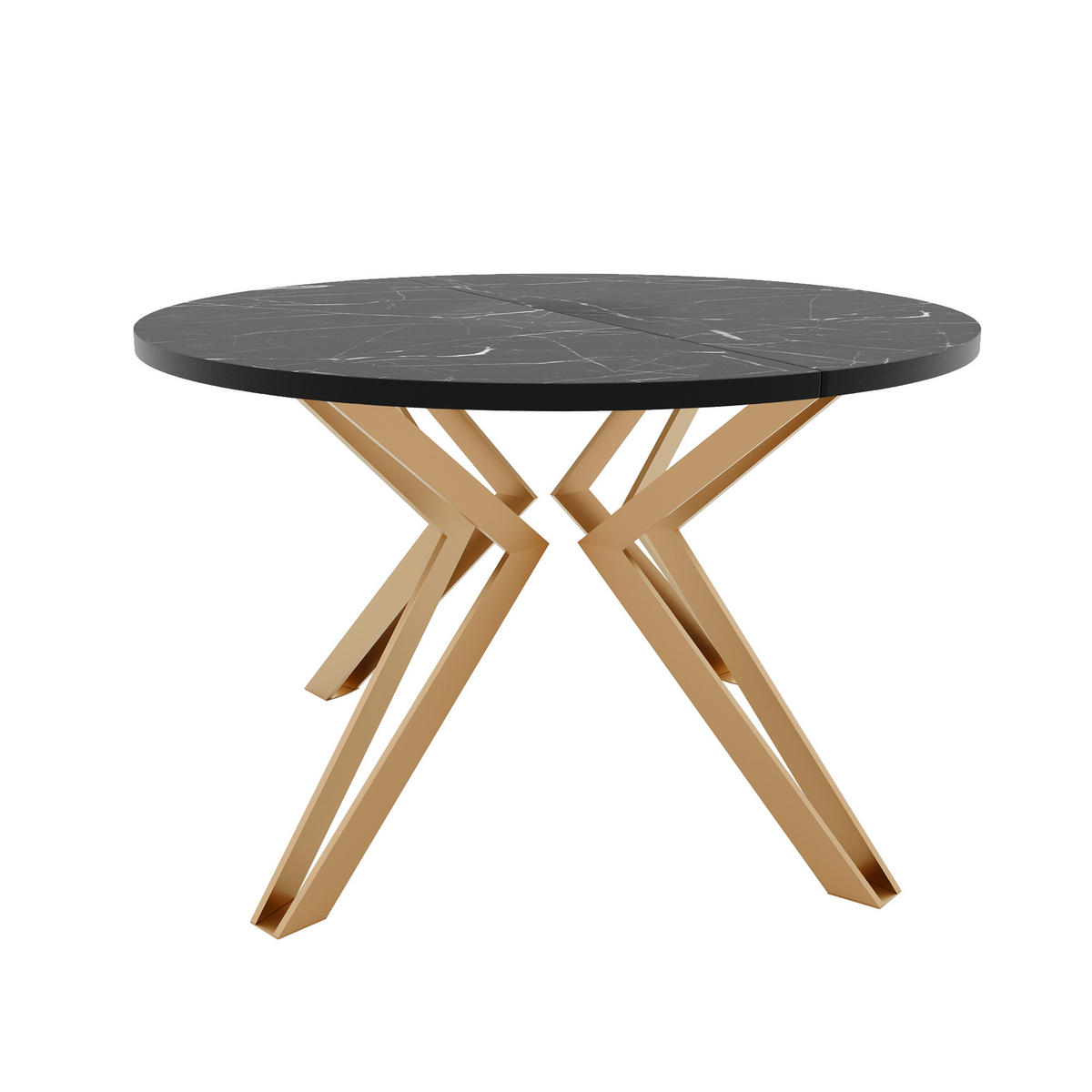 ESSTISCH ausziehbar aus MDF, Schwarz - Goldfarben/Schwarz, Holzwerkstoff (120/120/76cm) - Idohome