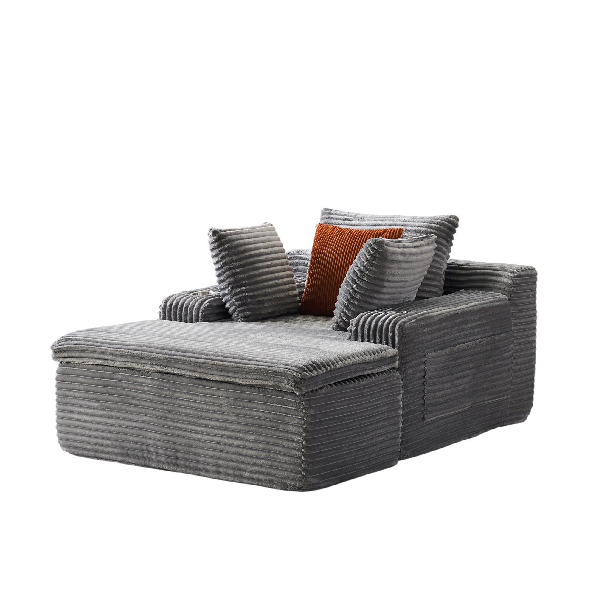 SCHLAFSOFA DE-33510 mit 3 Kissen Grau - Grau, Textil (165/63/112cm) - ComfortXL