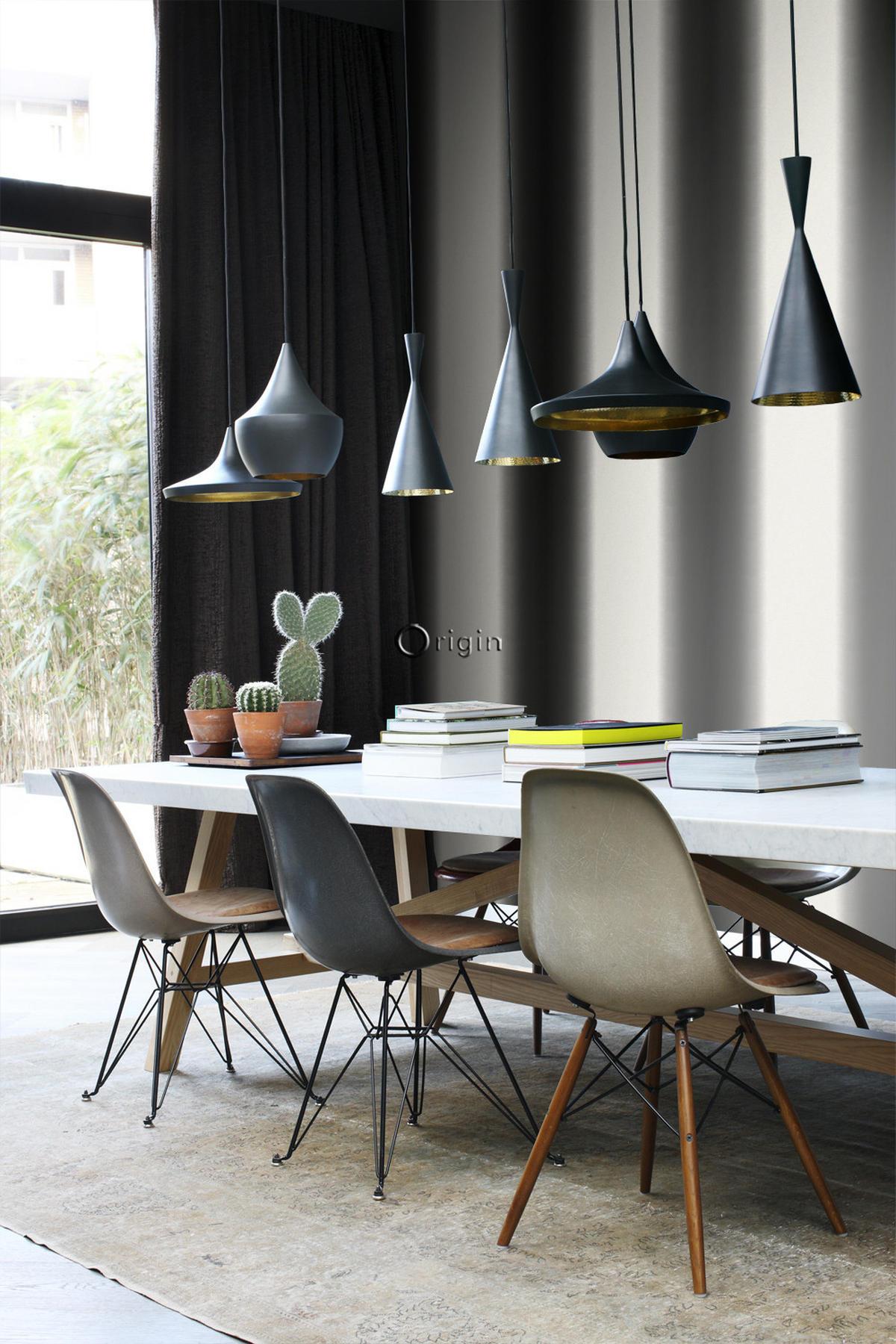 TAPETE Dip Dye-Motiv 53 cm x 10.05 m - Schwarz, Papier (53/1000cm) - Origin Wallcoverings