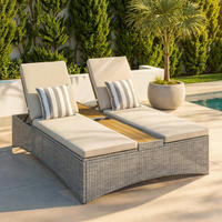 GARTENLIEGE Monero Creme Holz/Metall/Kunststoff - Creme, Holz (203/155/150cm) - Bessagi Garden