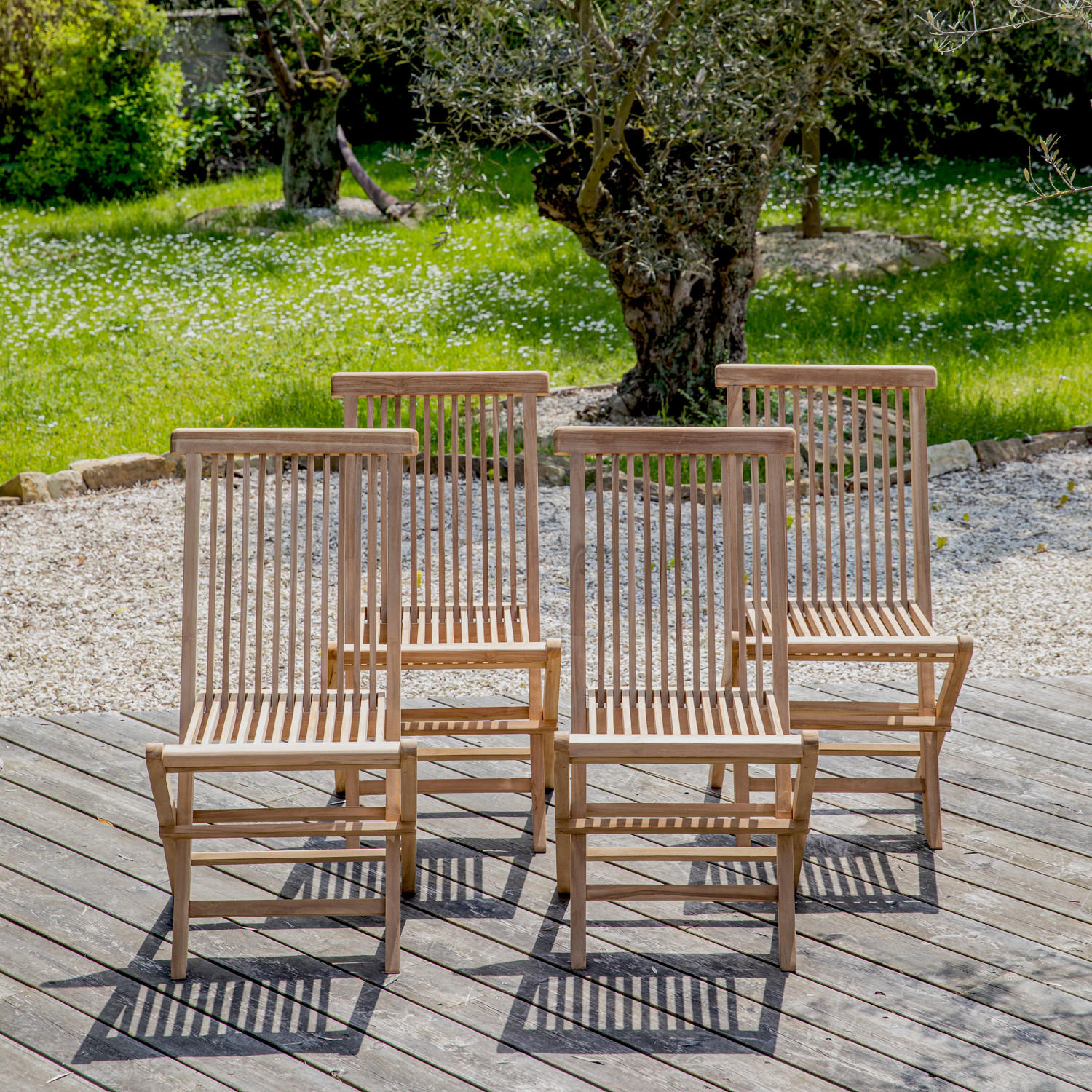 GARTENSTÜHLE Lombok 4er-Set - Braun, Holz (45/90/40cm) - Happy Garden