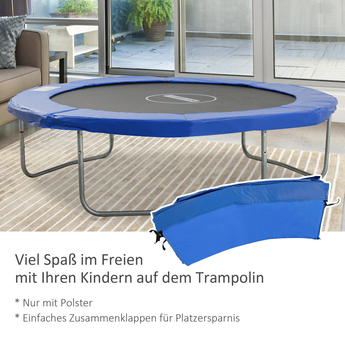 RANDABDECKUNG, PE, Blau, Ø244 cm - Blau, Kunststoff (244/244cm) - HOMCOM