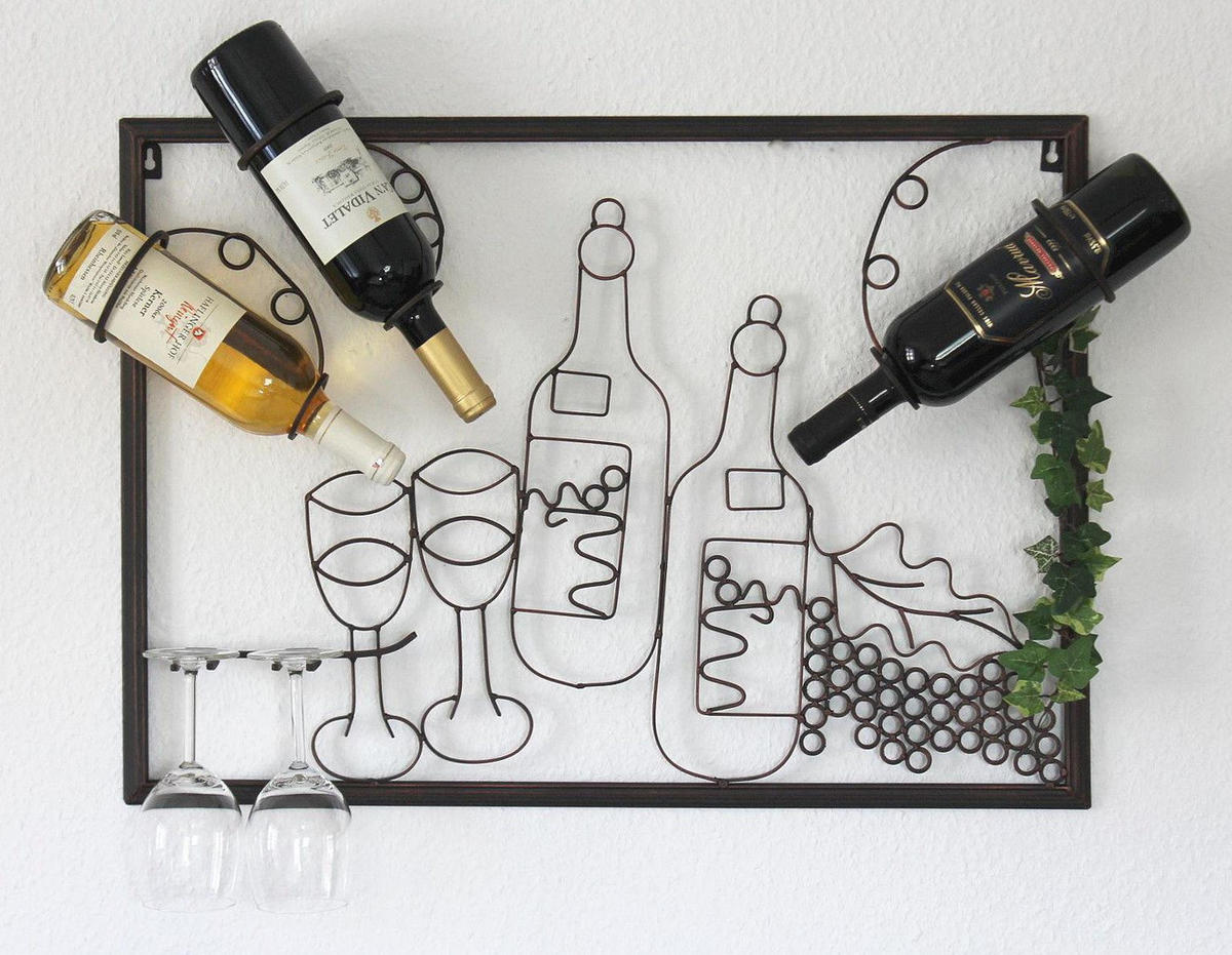 WEINREGAL für die Wand aus Metall 64 cm 91975 - Braun, Metall (64/45/10cm) - DanDiBo