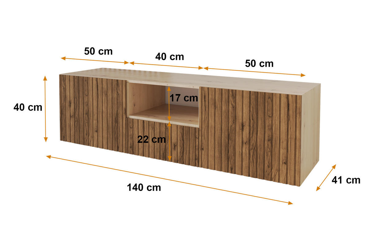 LOWBOARD KITO-W 140x40x41 cm - Artisan / Katania - Eiche Wotan, Holzwerkstoff (140/40/41cm) - ALTDECOR