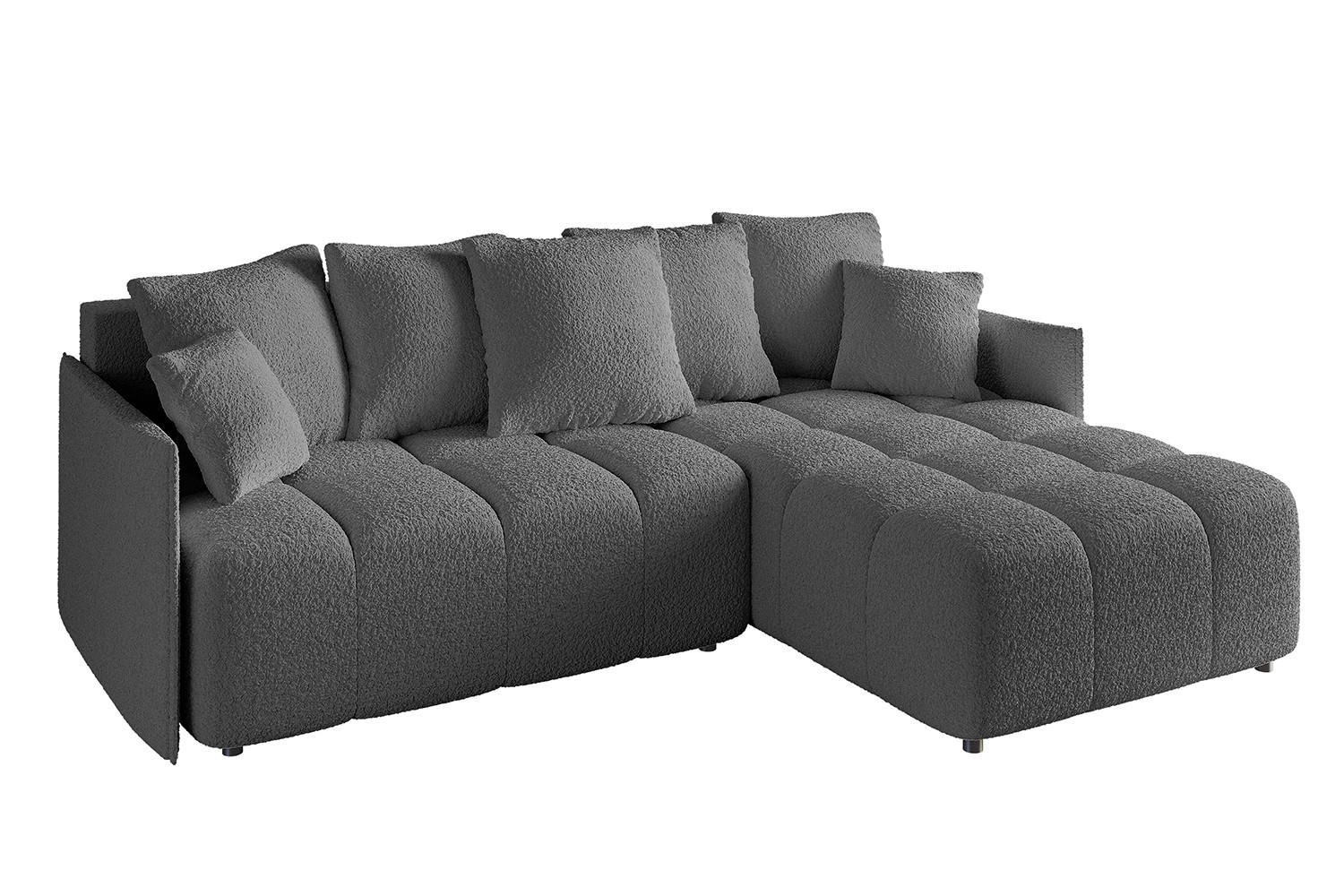 ECKSOFA Ottomane rechts LONLI-L 251x189x68 Platinfarben Bouclé - Platinfarben, Holzwerkstoff/Kunststoff (189/251cm) - ALTDECOR
