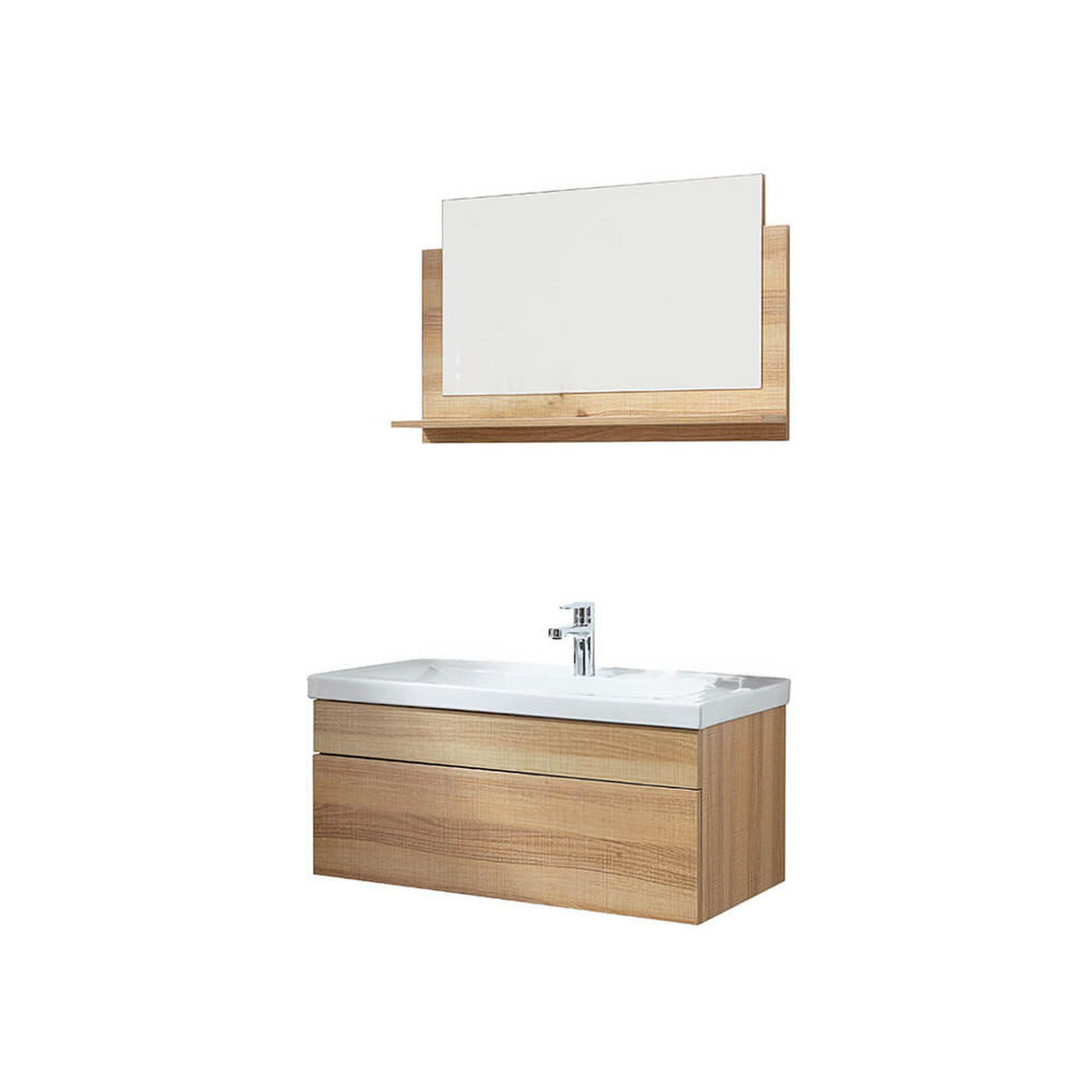 BADMÖBEL WANGEROOGE BIG M - Holz, M - Nussbaumfarben, Holz/Keramik (33/73/80cm) - Home Deluxe