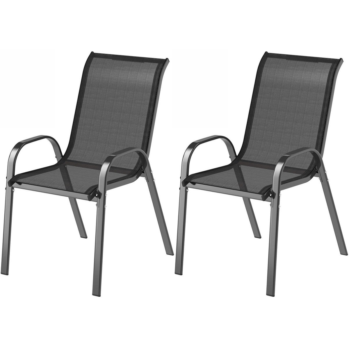 GARTENSTÜHLE 2er-Set DE-13335 hohe Rückenlehne Schwarz - Schwarz, Metall (54/93/71cm) - ComfortXL
