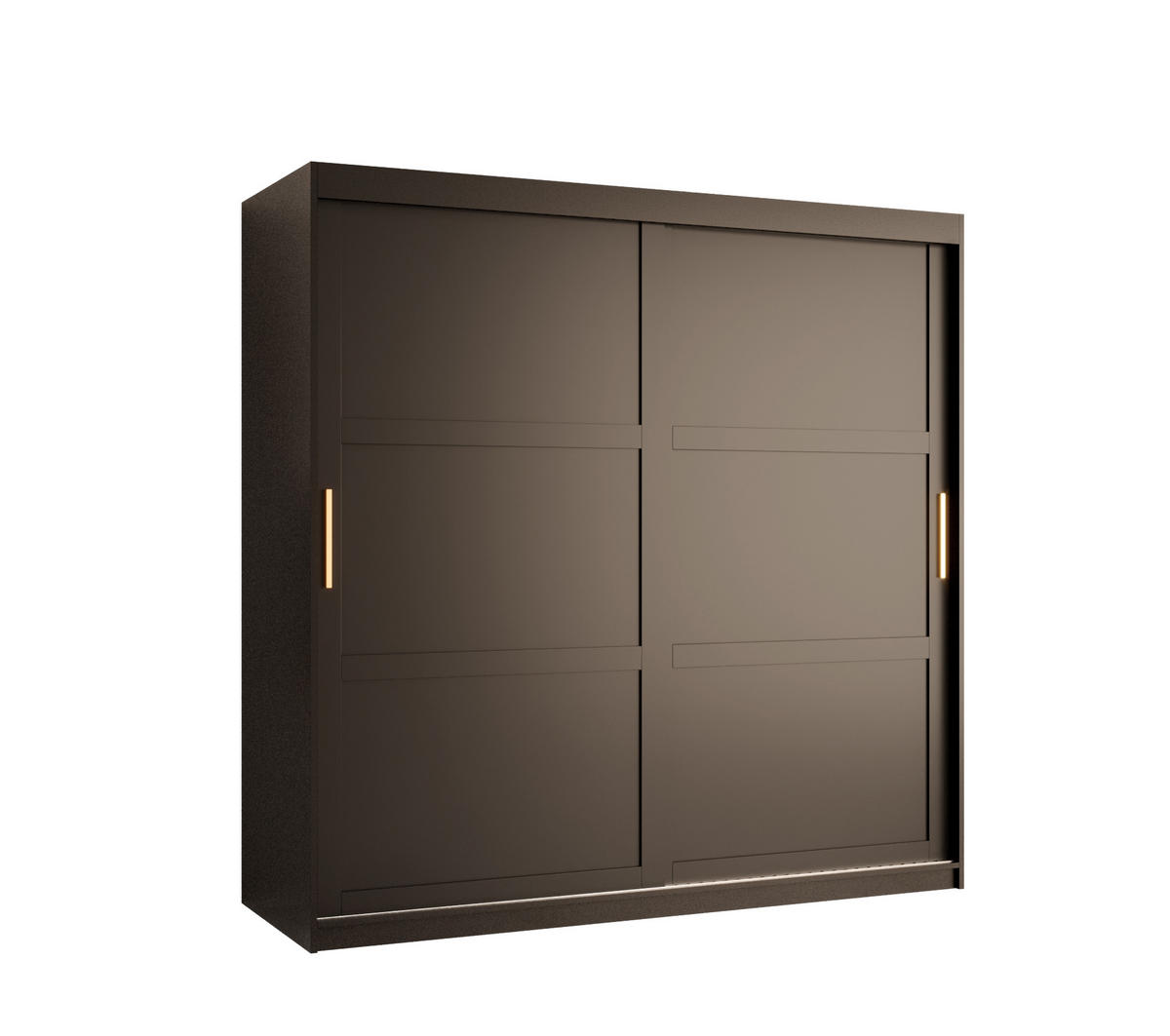 SCHWEBETÜRENSCHRANK 200/180/62 2-türig - Goldfarben/Schwarz, Holz/Kunststoff (180/200/62cm) - Abiks Möbel