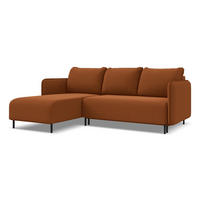 ECKSOFA mit Schlaffunktion Samt Stoff Orange - Terra cotta/Schwarz, Holz/Textil (162/236cm) - Makamii