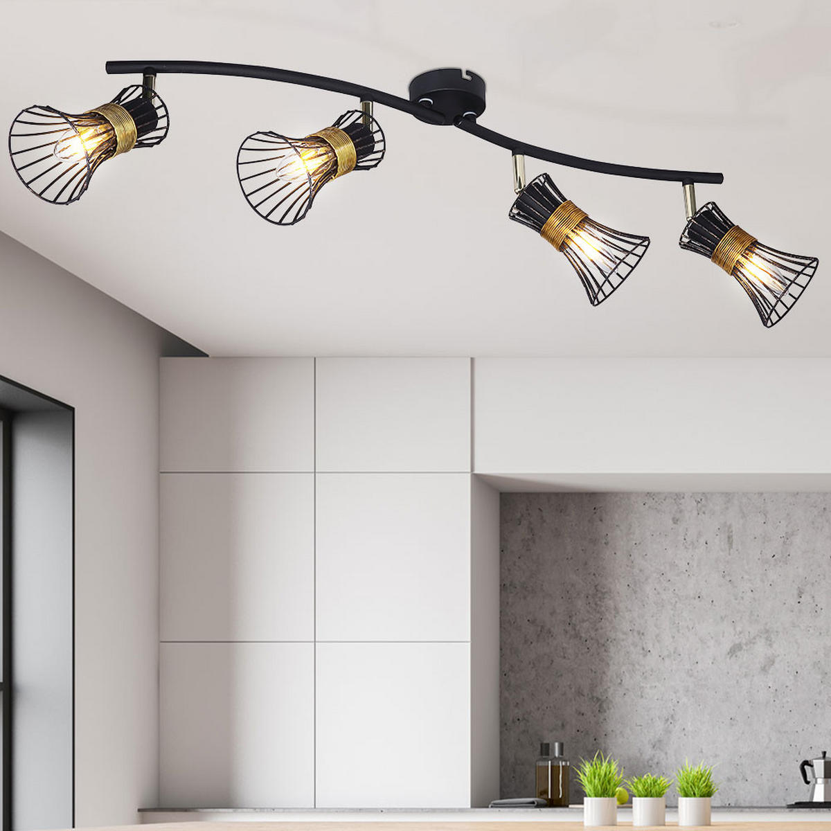 LED DECKENLEUCHTE Metall Schwarz Gold - Schwarz, Metall (70/9/22cm)