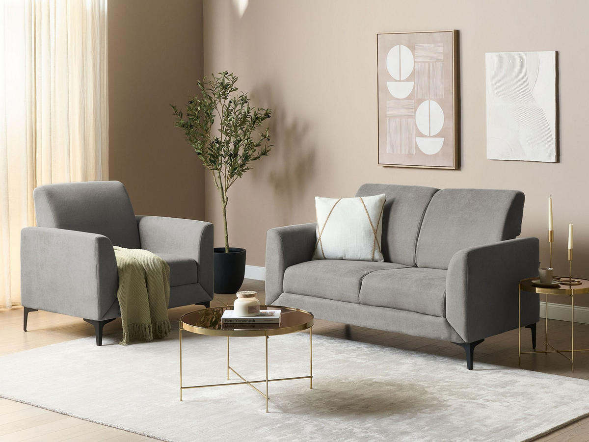 2-SITZER-SOFA grau Fenes - Schwarz/Grau, Textil (142/90/75cm) - Beliani