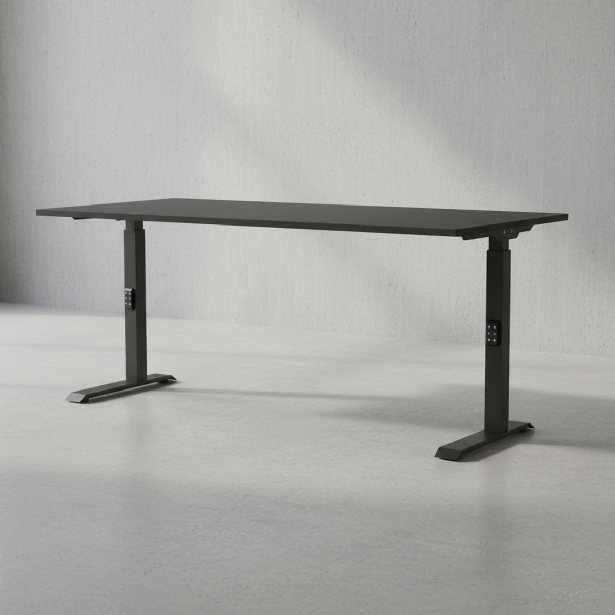 SCHREIBTISCH höheneinstellbar "Stuttgart" 68-91cm Graphit 180x80cm, C-Fuß - Schwarz, Holzwerkstoff/Metall (80/180/91cm) - KADIMA DESIGN