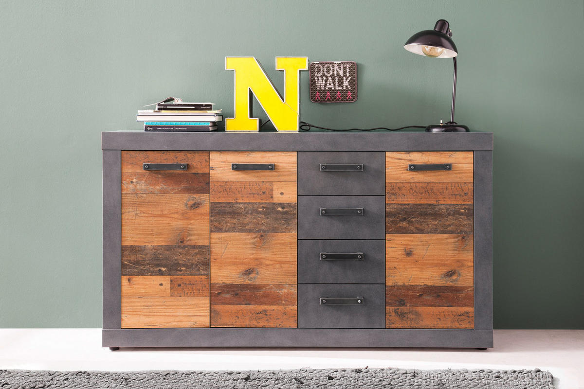 KOMMODE Grau - Grau, Holzwerkstoff (151/86/37cm) - ebuy24