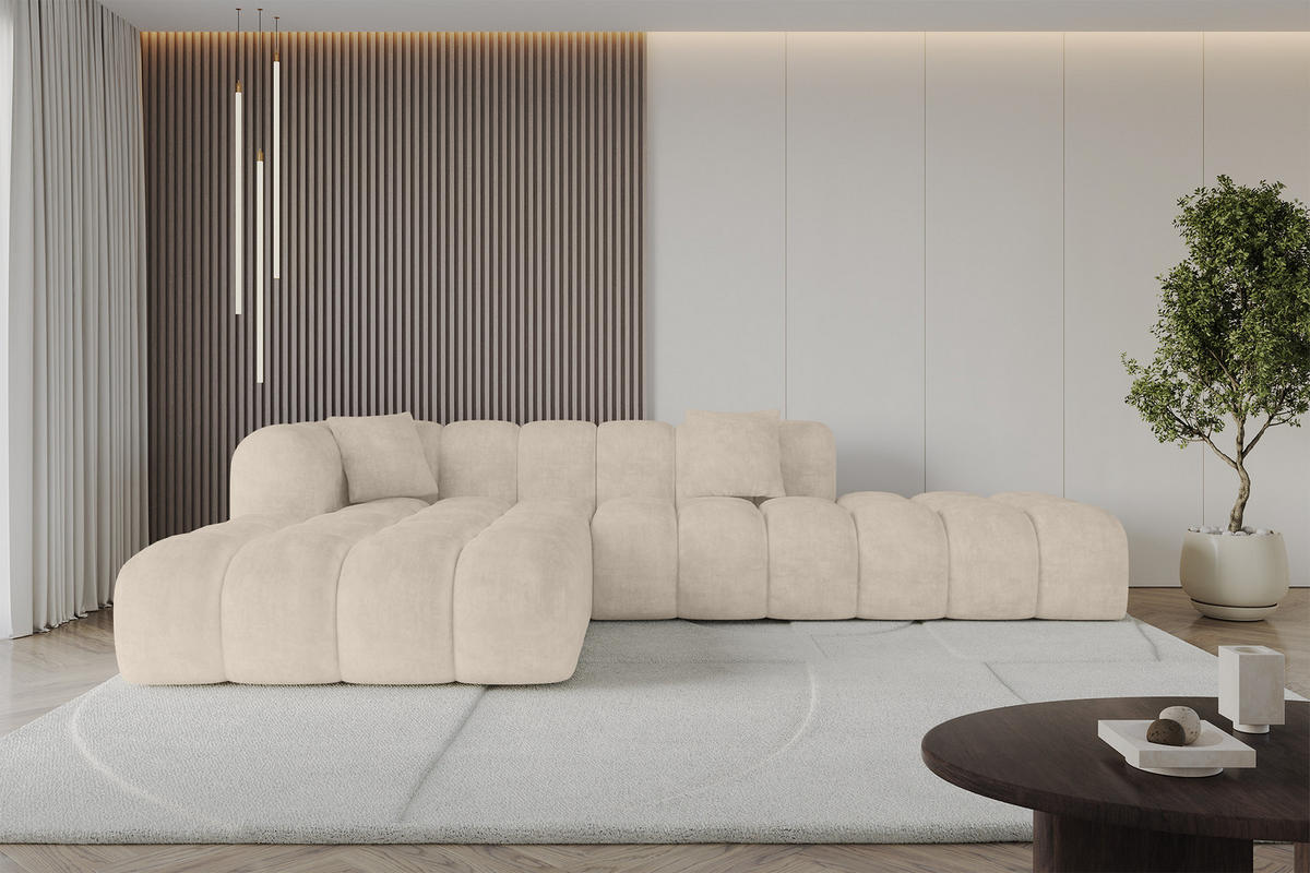 ECKSOFA Ottomane Links OLEA-L2 - 289x176x71 cm Taupe - Taupe/Schwarz, Holzwerkstoff/Kunststoff (289/176cm) - ALTDECOR