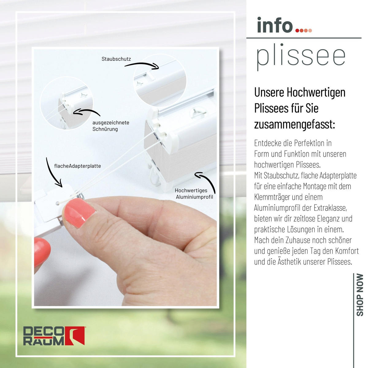 PLISSEE Basic ohne Bohren - Weiß, Textil (105/150cm) - Deco-Raum