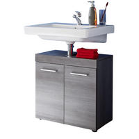 WASCHBECKENUNTERSCHRANK grau Rauchsilber 58 cm, Badschrank 2-türig - Silberfarben/Schwarz, Holzwerkstoff/Kunststoff (58/57/31cm) - Top.Furn