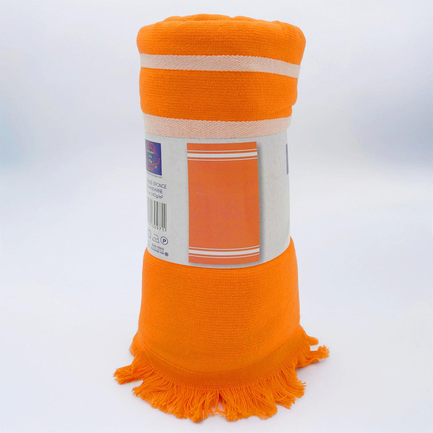 HAMAMTUCH mit Frottee gefüttert Orange 90x170 340g/m² - Karibik Mandarine - Orange, Textil (170/90cm) - LE COMPTOIR DE LA PLAGE