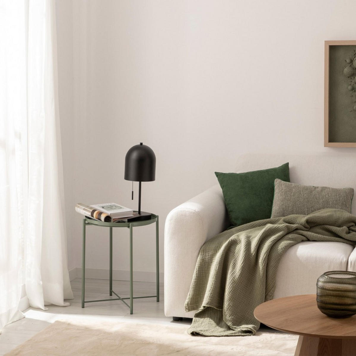 BEISTELLTISCH Maika Grün 42 cm x 52 cm - Grün, Metall (42/42/52cm) - Klast Home