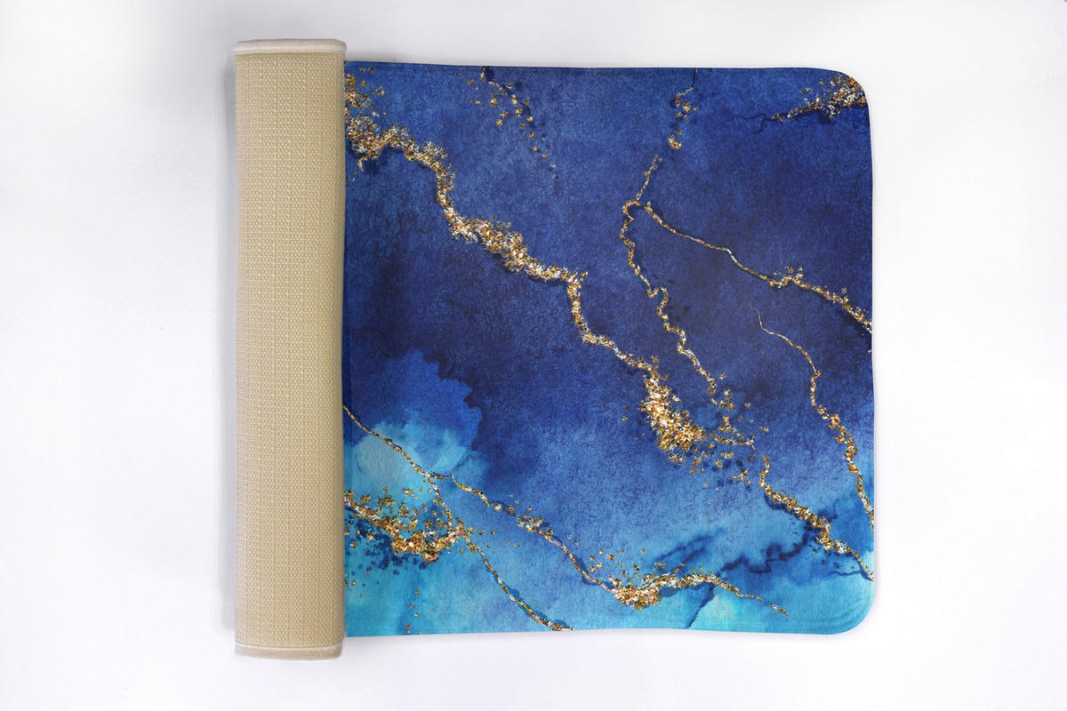 BADTEPPICH 75x45 cm Blauer Marmor - Blau, Textil (75/45cm) - TULUP