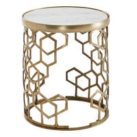 BEISTELLTISCH – rund, Marmor Weiß, Metall Gold, 46x46x55 cm - Goldfarben/Weiß, Metall (46/46/55cm) - KADIMA DESIGN