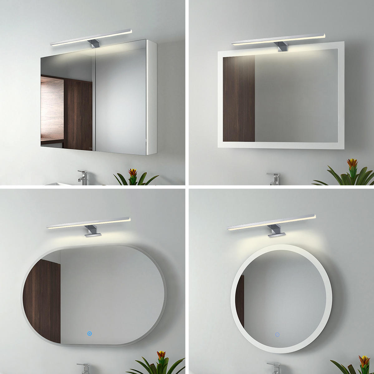 SPIEGELLEUCHTE LED Weiß 4200K 40,4/17,1/4 cm - Weiß, Kunststoff (17/40/4cm) - EMKE