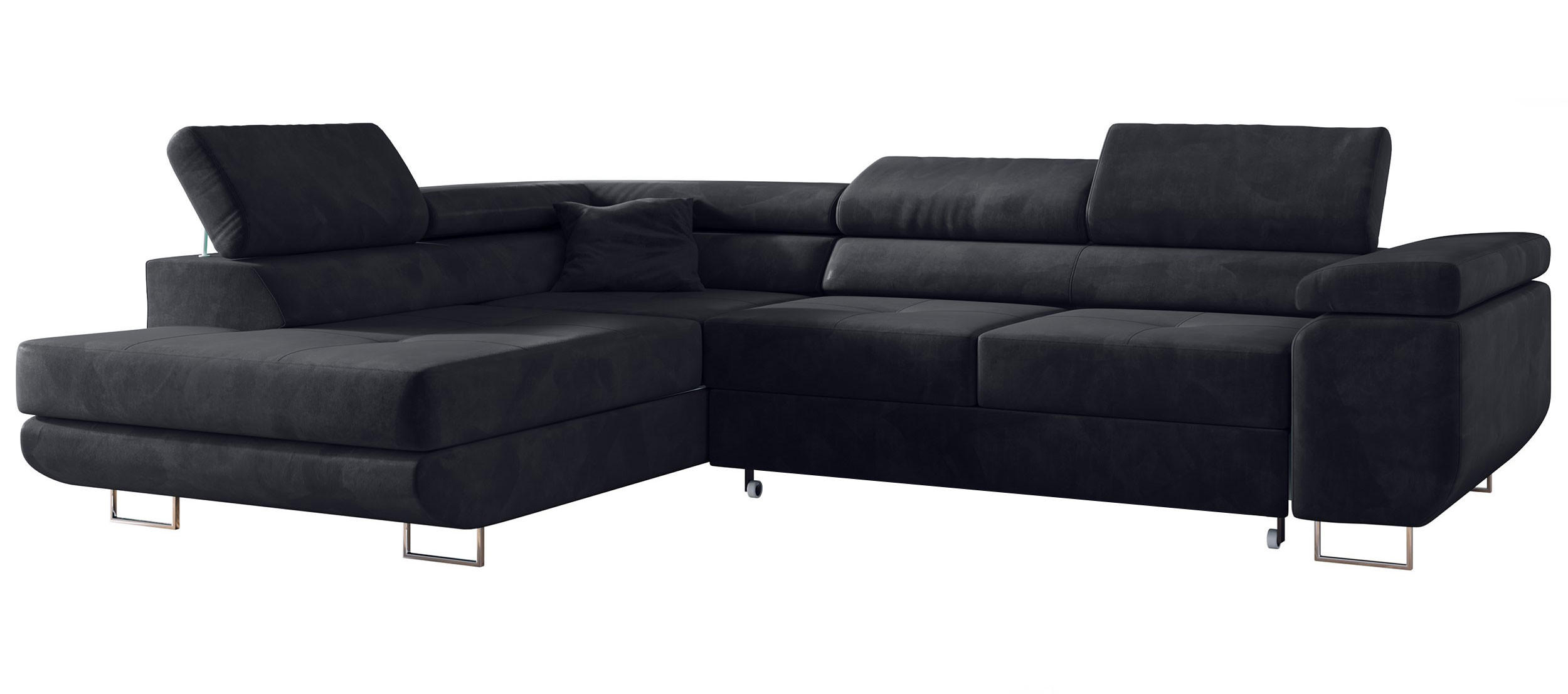 ECKSOFA GUSTAW L Dunkelgrau Velvet Links Seite - Dunkelgrau/Silberfarben, Textil/Metall (205/275cm) - MKS