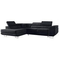 ECKSOFA GUSTAW L Dunkelgrau Velvet Links Seite - Dunkelgrau/Silberfarben, Textil/Metall (205/275cm) - MKS