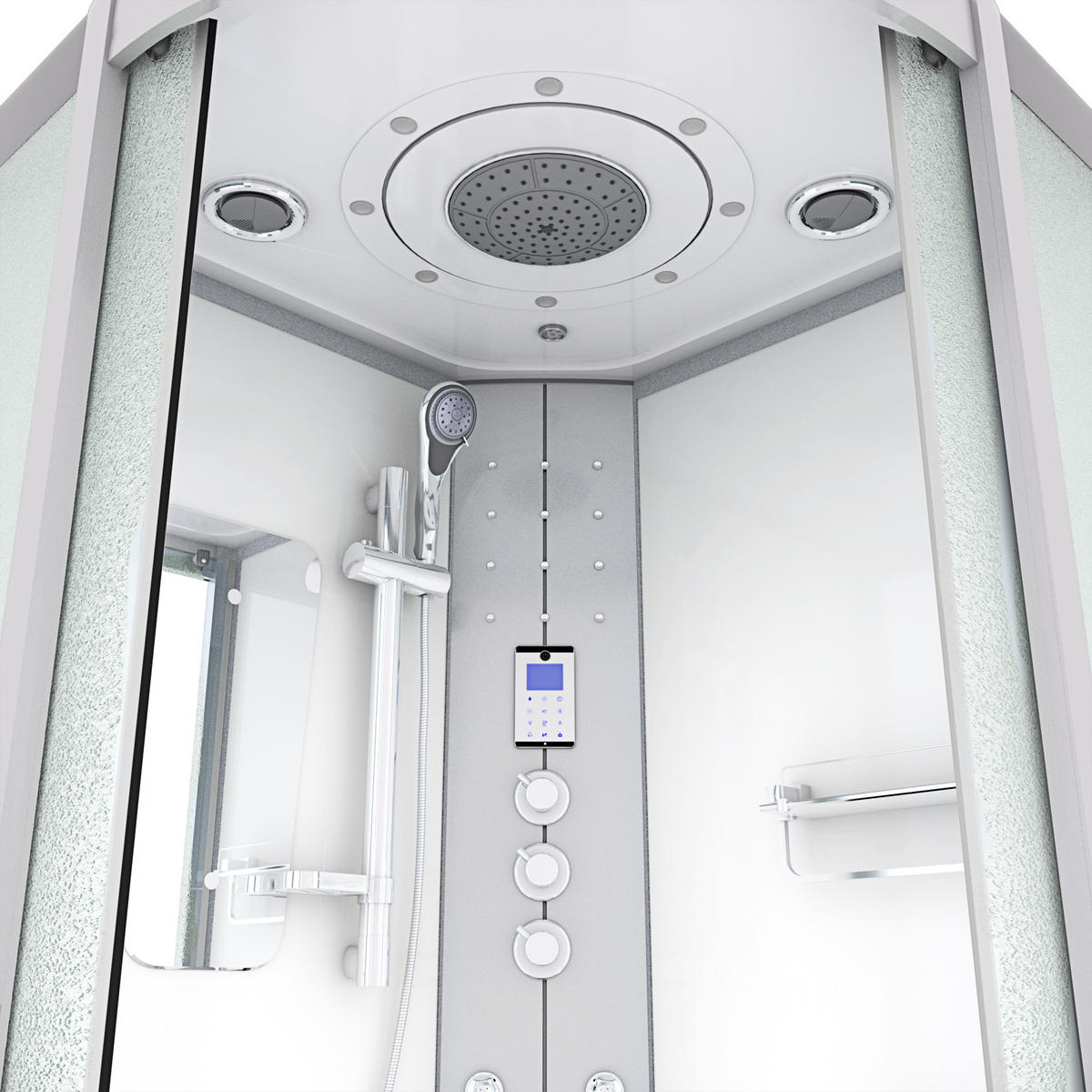 DAMPFDUSCHE Dusche D46-20M3 Weiß 100x100 - Weiß, Glas/Kunststoff (100/100/215cm) - AcquaVapore by Sandra Jentho