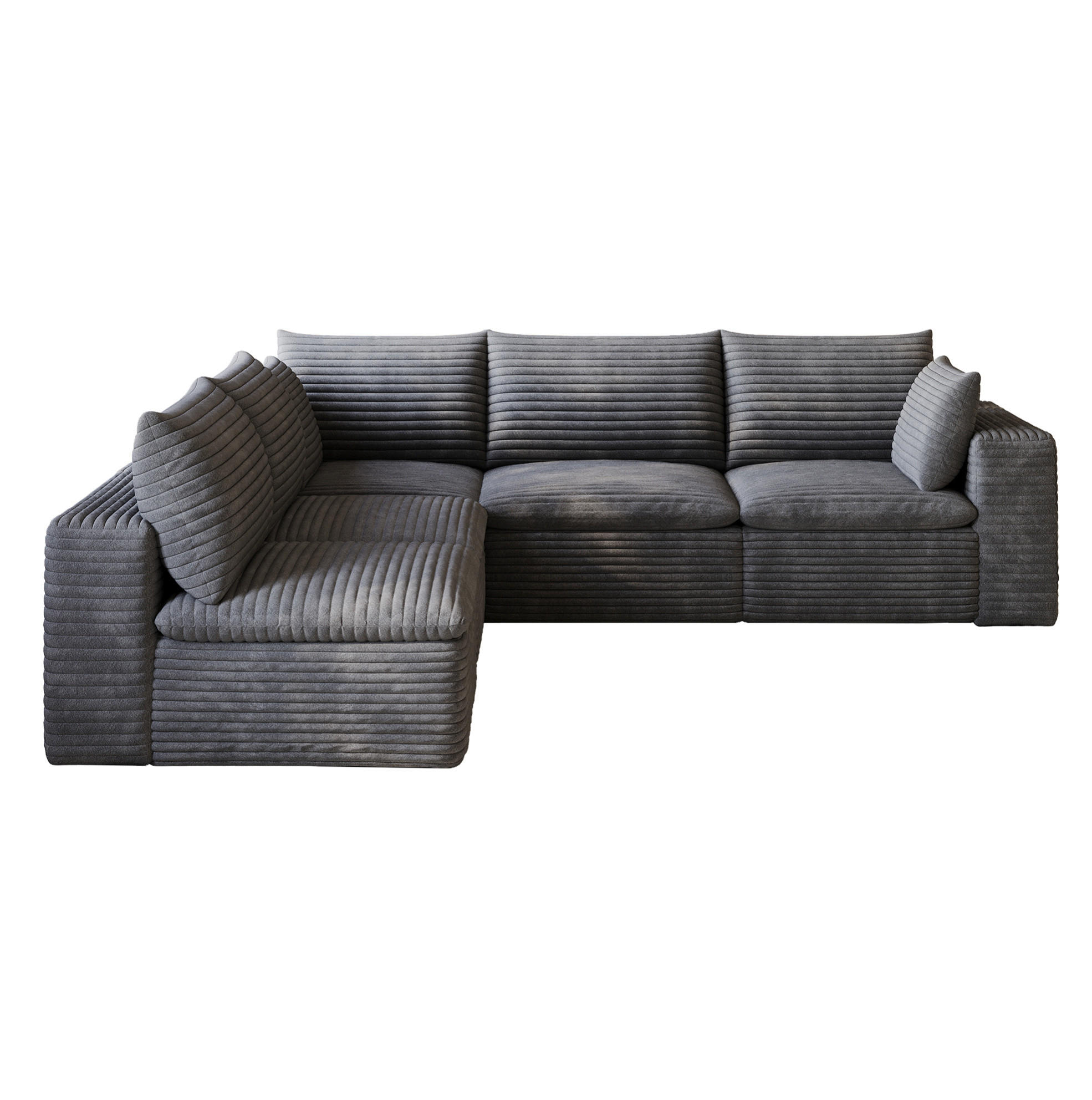 ECKSOFA aus Stoff 260x250 cm Dunkelgrau mit flexiblem Aufbau und weicher Schaumstoffpolsterung - Dunkelgrau, Textil (260/250cm) - Modfu