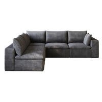 ECKSOFA aus Stoff 260x250 cm Dunkelgrau mit flexiblem Aufbau und weicher Schaumstoffpolsterung - Dunkelgrau, Textil (260/250cm) - Modfu