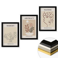WANDBILDER 3er-Set - 20x30 cm Schwarzer Rahmen - Moderne Pflanzenlinien - Schwarz, Kunststoff (20/30cm) - ArtPrintCave