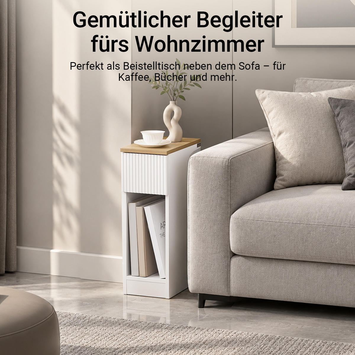 NACHTTISCH Weiß - Kaschmir, Holzwerkstoff (20/60/35cm) - SoBuy
