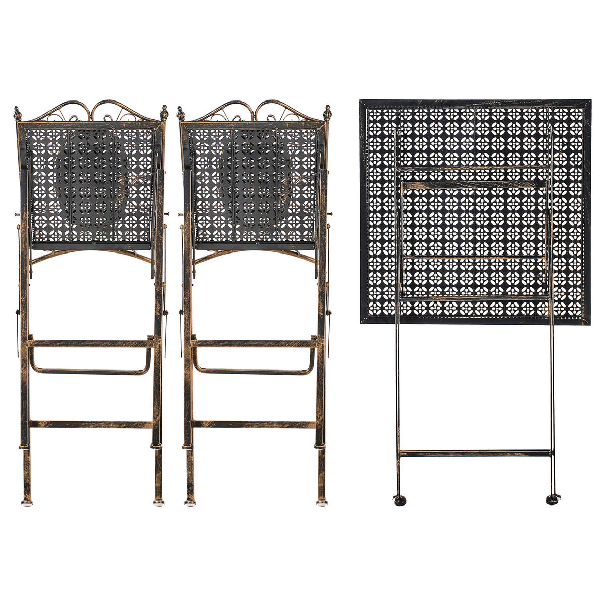 GARTENBAR Set klappbar Metall Schwarz Bormio - Goldfarben/Schwarz, Metall - Beliani