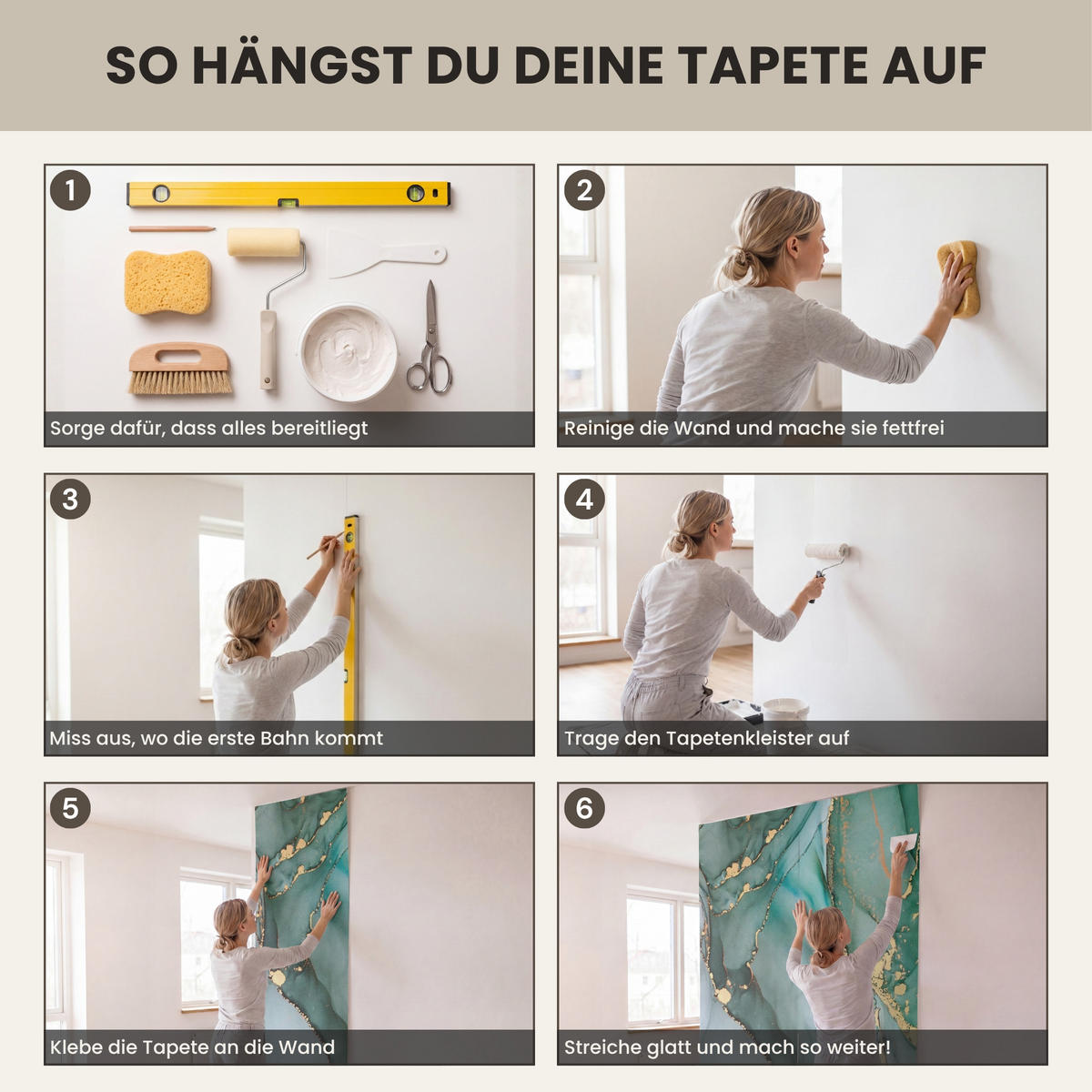 TAPETE - Gold - Marmor - Grün - Luxus - Marmoroptik - Grau - 240x200 cm - Grün, Papier (240/200cm) - OnlyWow