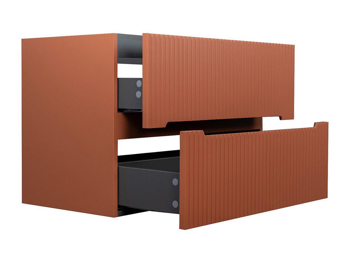 EINZELWASCHTISCH - 80 cmcm x 45.5 cmcm - Holz, Platte - Terracotta - PAVANI - Terracotta, Holz (80/55/45.5cm) - Vente-Unique