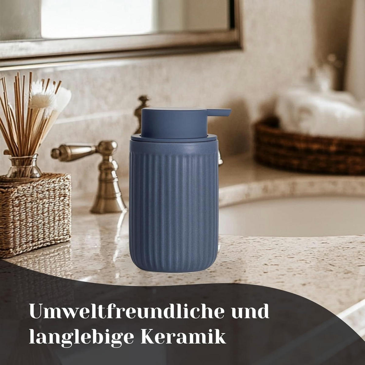 SEIFENSPENDER Keramik Matt Blau 350ml - Blau, Keramik (7.5/14.5/7.5cm)