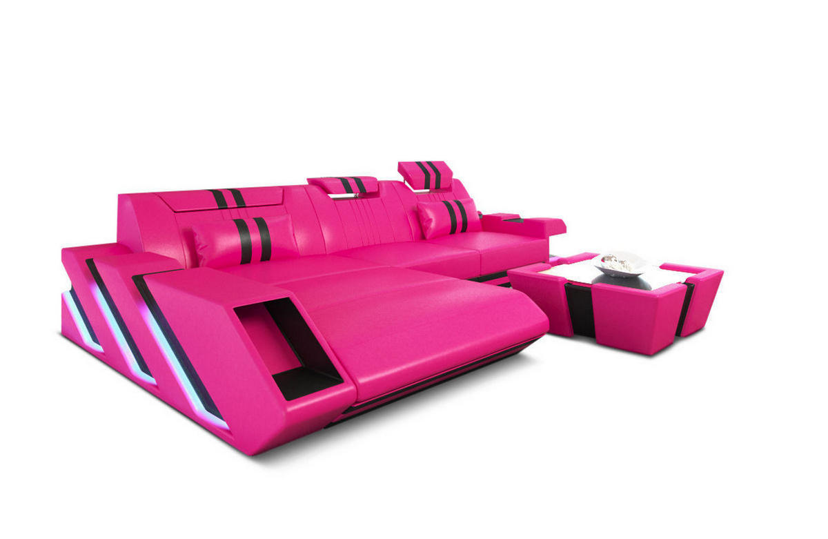 ECKSOFA Apollonia L - Pink, Leder (295/190cm) - Sofa Dreams