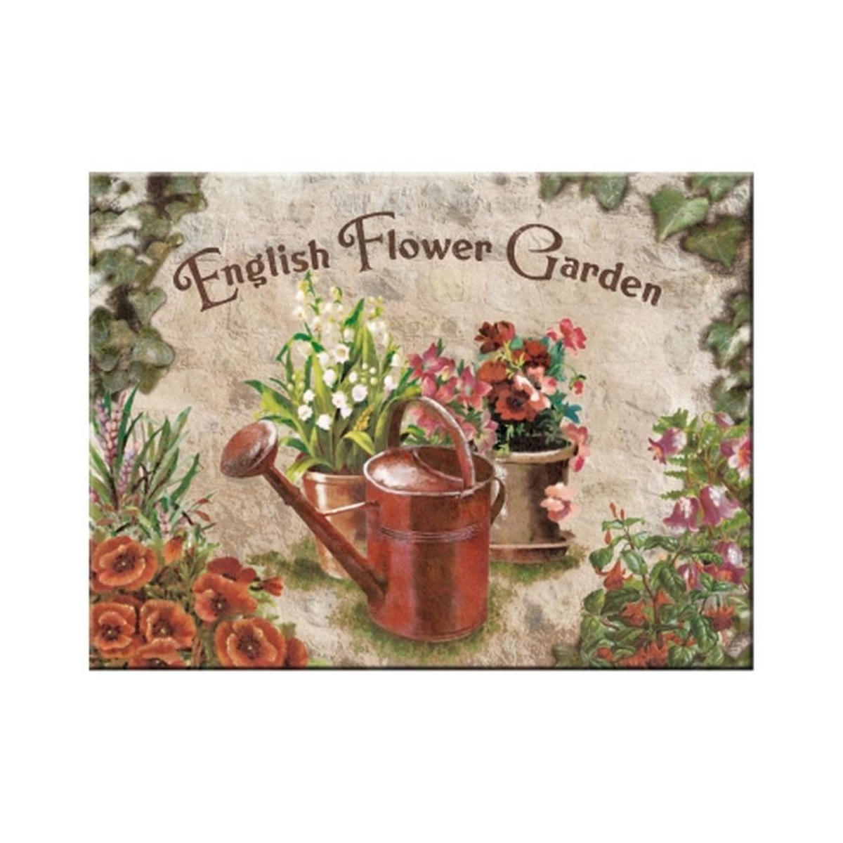 MAGNET 6/8 cm Home & Country English Flower Garden Red Can - Multicolor, Metall (8/6/0.1cm) - Nostalgic-Art