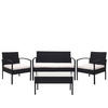 POLY-RATTAN GARNITUR Schwarz, Cremeweiß - Schwarz/Weiß, Kunststoff - MCW