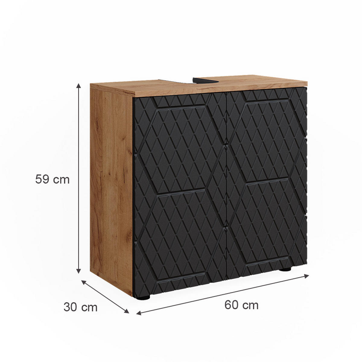 WASCHBECKENUNTERSCHRANK Irma Anthrazit gestreift 60 x 59 cm - Anthrazit, Holzwerkstoff (60/59/30cm) - Vicco
