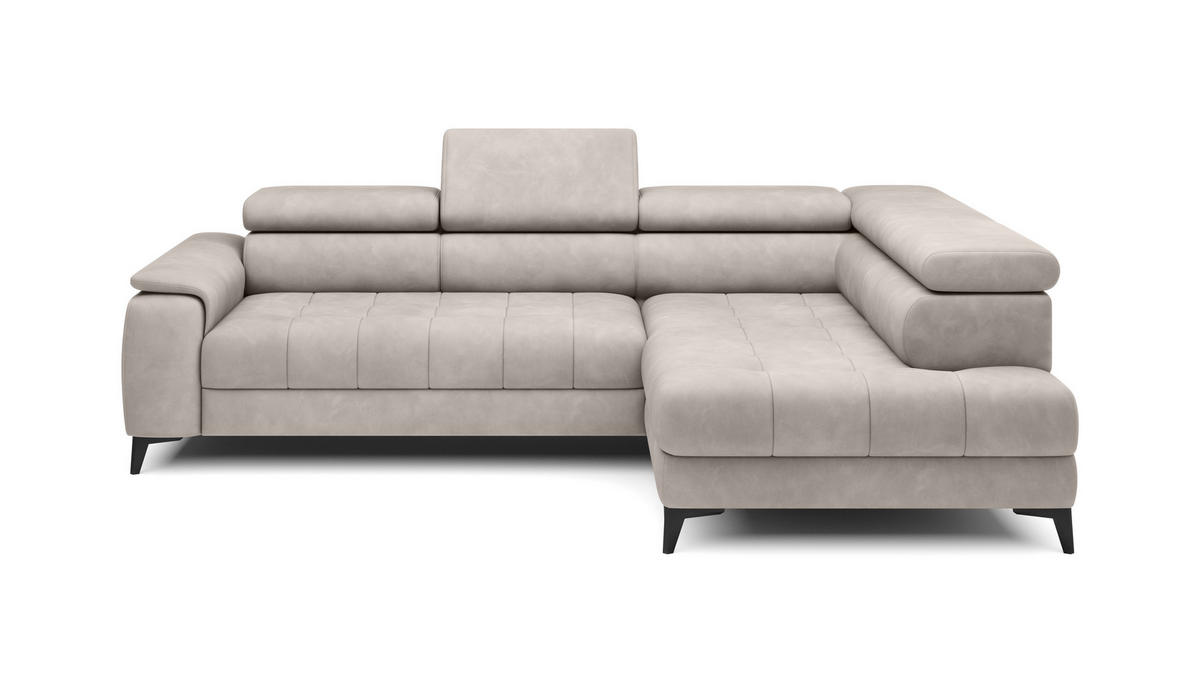ECKSOFA CHIVAS Freistehend , Schlaffunktion, 278×197×76/98 cm, Stoff - Element, Esche, Rechts Seite - Schwarz/Silbereichenfarben, Holz/Textil (197/278cm) - DomoHome