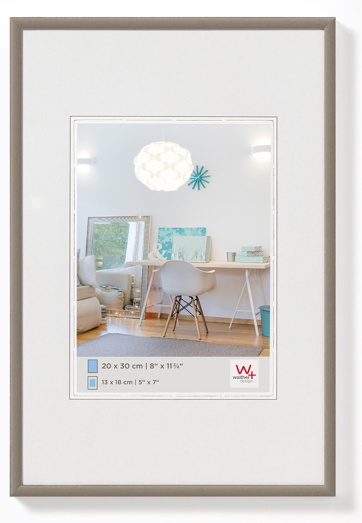 KUNSTSTOFFRAHMEN New Lifestyle Kst.Rahmen 20x30 cm stahl - Edelstahlfarben, Kunststoff (21/31/1.4cm) - walther design