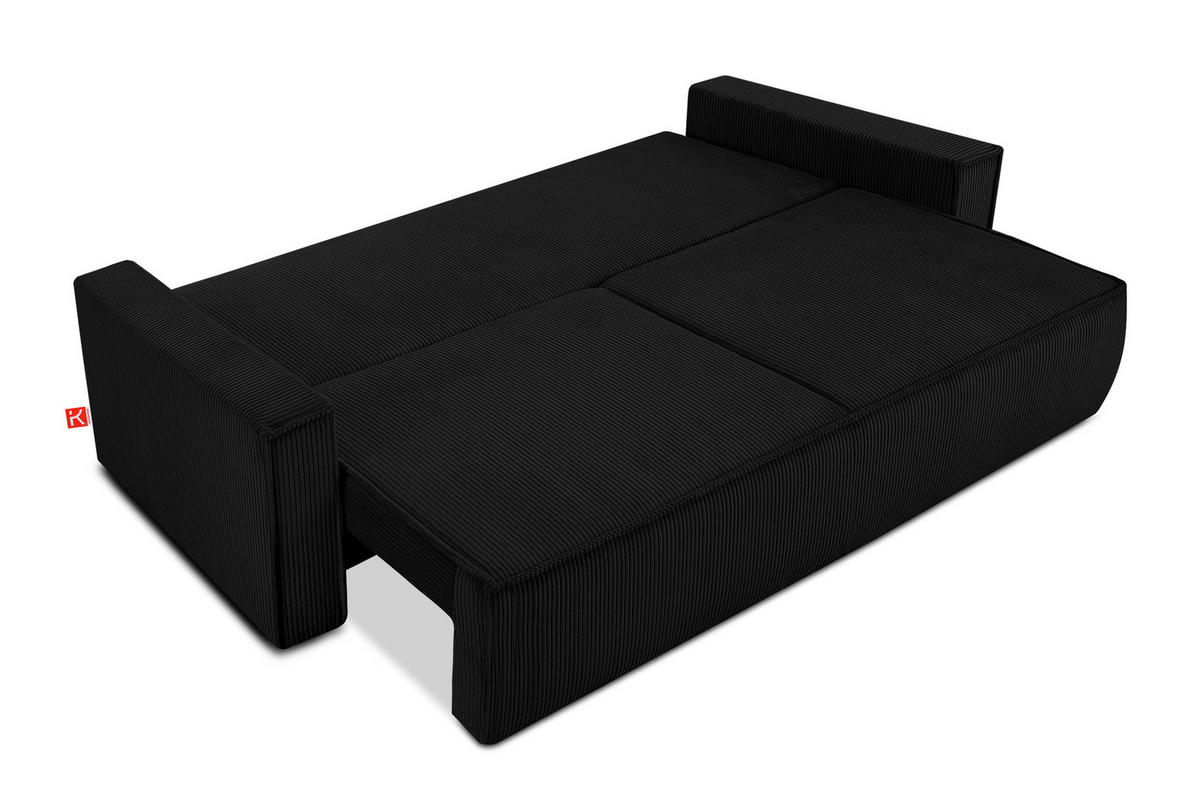 SCHLAFSOFA NAPI in Pet Friendly Cord-Stoff, Schwarz - Schwarz, Textil (228/89/101cm) - KONSIMO®