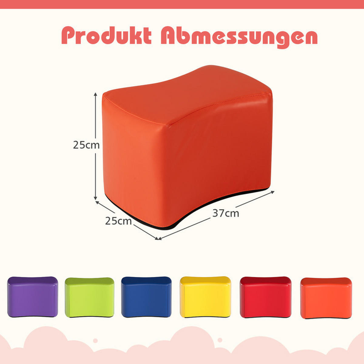 KINDERSITZ Schmetterlingsform bunt(6er-Set) - Multicolor, Leder (37/25/25cm) - COSTWAY