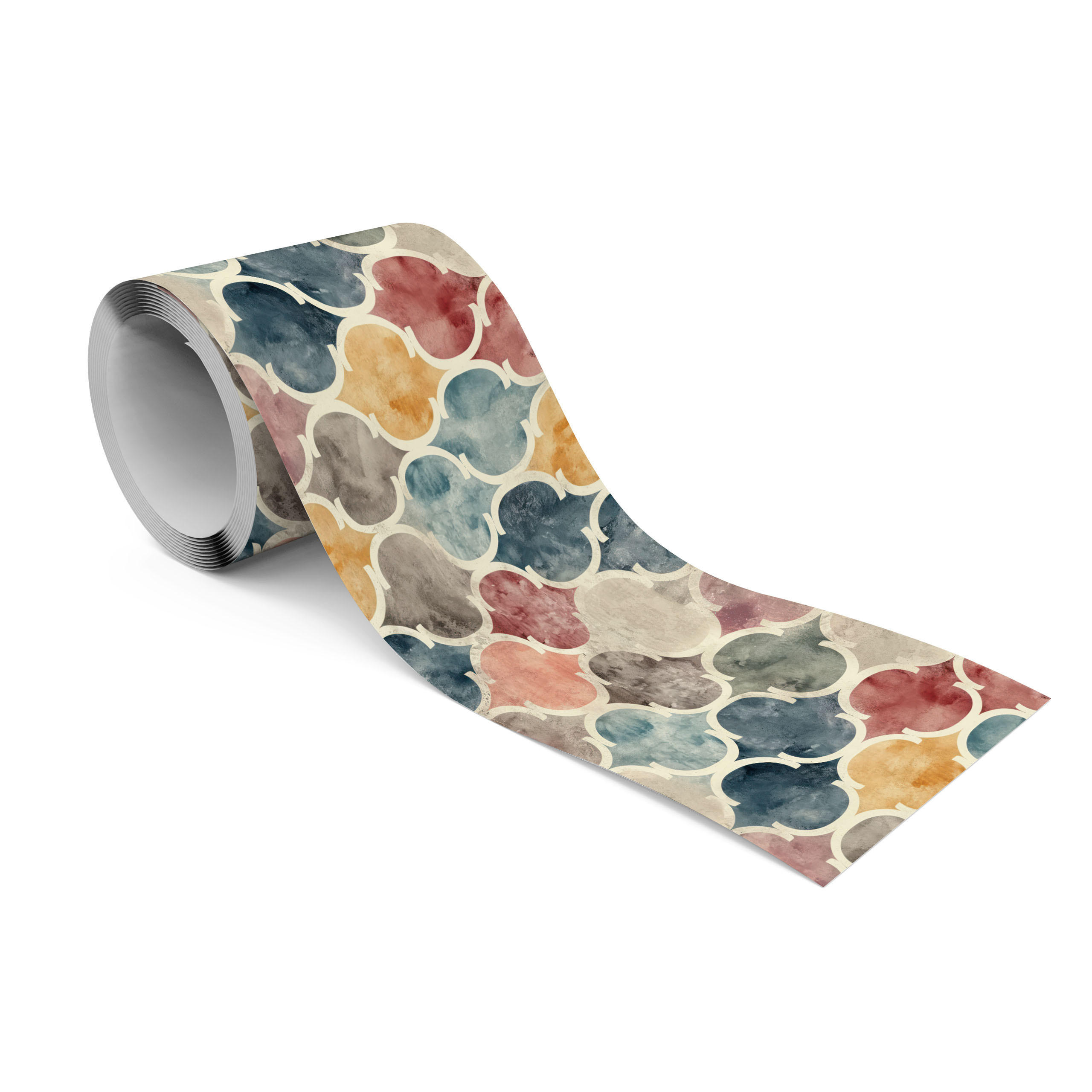 TAPETENBORDÜRE Selbstklebend Aquarell ORNAMENTE Abstraktion Vintage - Blau/Beige, Papier (10/300/300cm) - Muralo