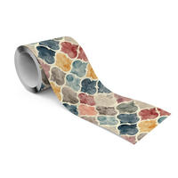 TAPETENBORDÜRE Selbstklebend Aquarell ORNAMENTE Abstraktion Vintage - Blau/Beige, Papier (10/300/300cm) - Muralo