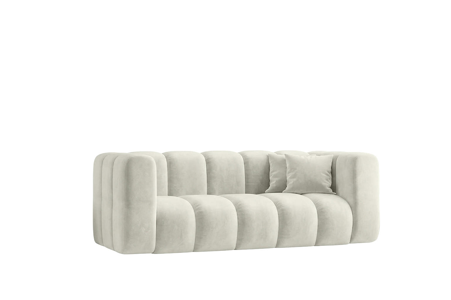 SOFA 2-Sitzer Modulares, Velvet-Stoff Riviera, Ecru, GRAND - Creme, Holz (197/70/89cm) - Kaiser Möbel
