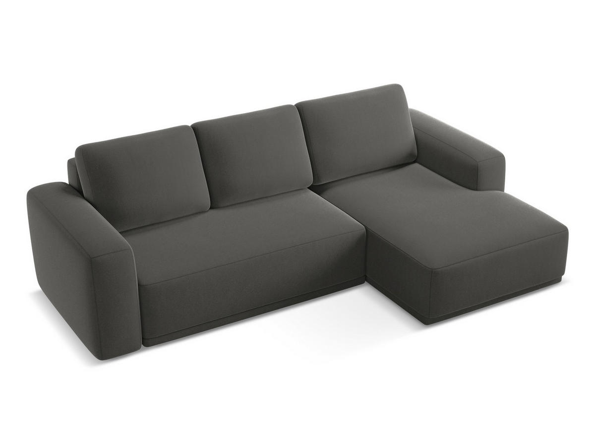 ECKSOFA mit Schlaffunktion Samt Stoff Grau - Dunkelgrau/Schwarz, Kunststoff/Textil (258/160cm) - Makamii