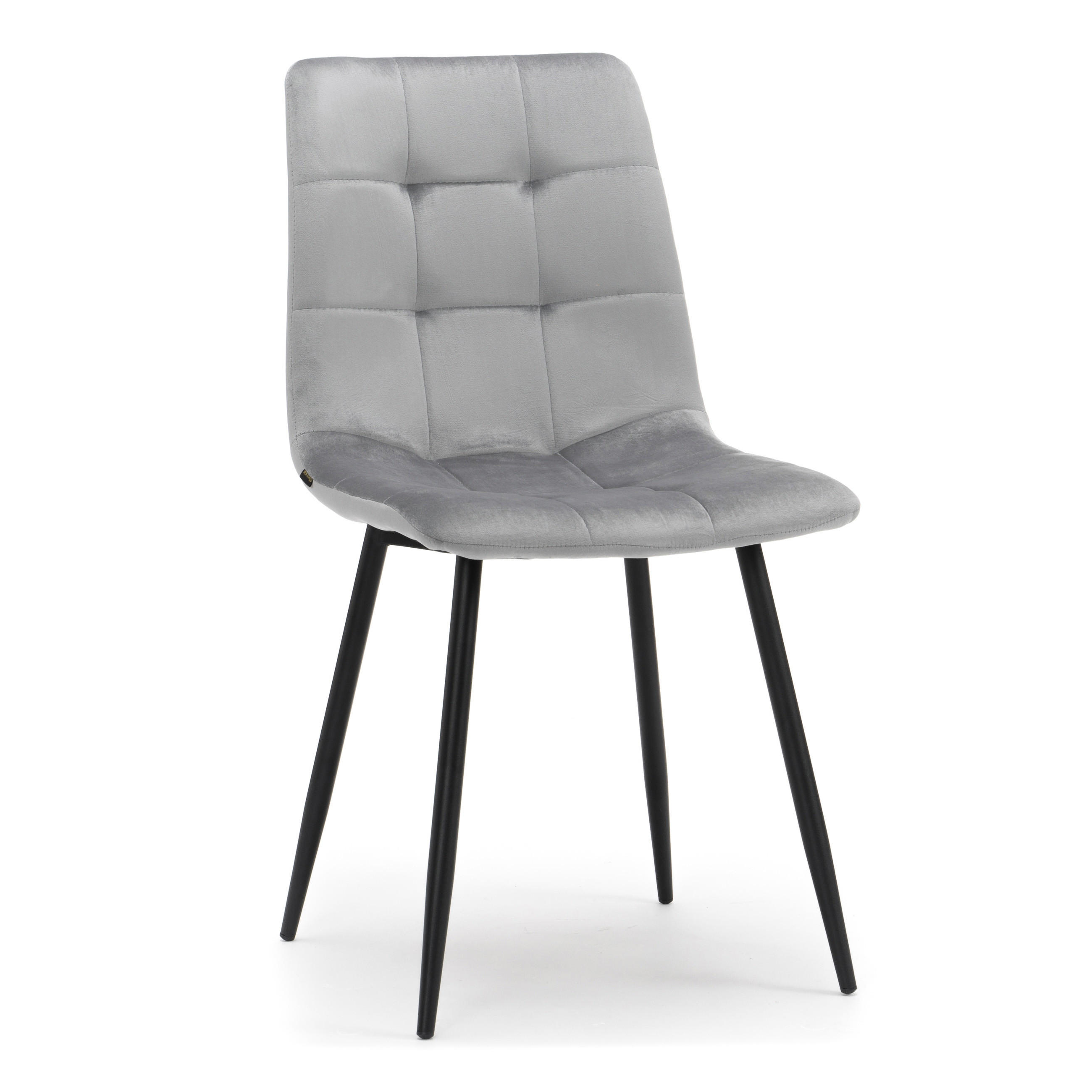 STUHL PARMA gepolsterter mit Steppung - hellgrau - Samt Velour - Hellgrau/Schwarz, Textil/Metall (44/89/45cm) - NEW HOME